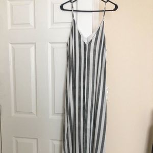 NWOT Vici Stripe gray and white maxi dress